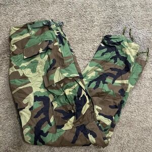 US Army Military Woodland Camo Cargo Combat Tactical Pants Trousers Large Long